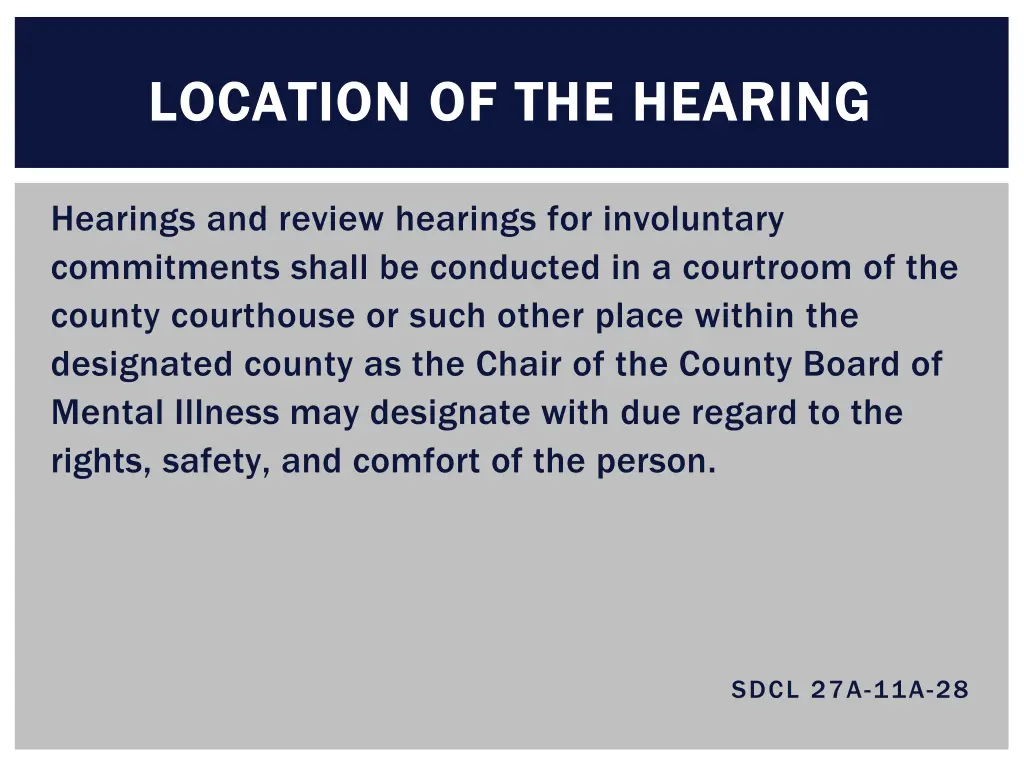 location of the hearing location of the hearing