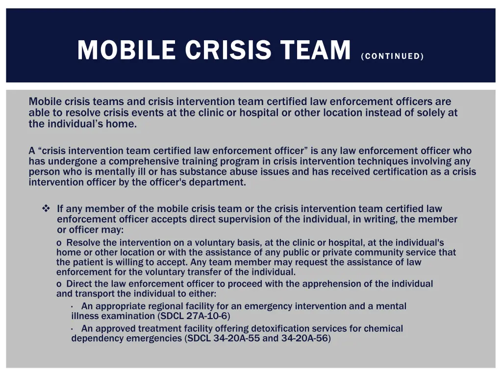 mobile crisis team mobile crisis team continued