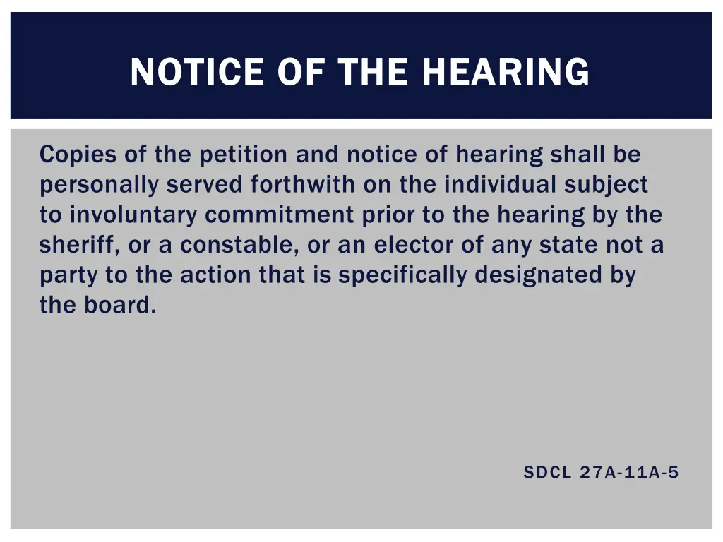 notice of the hearing notice of the hearing