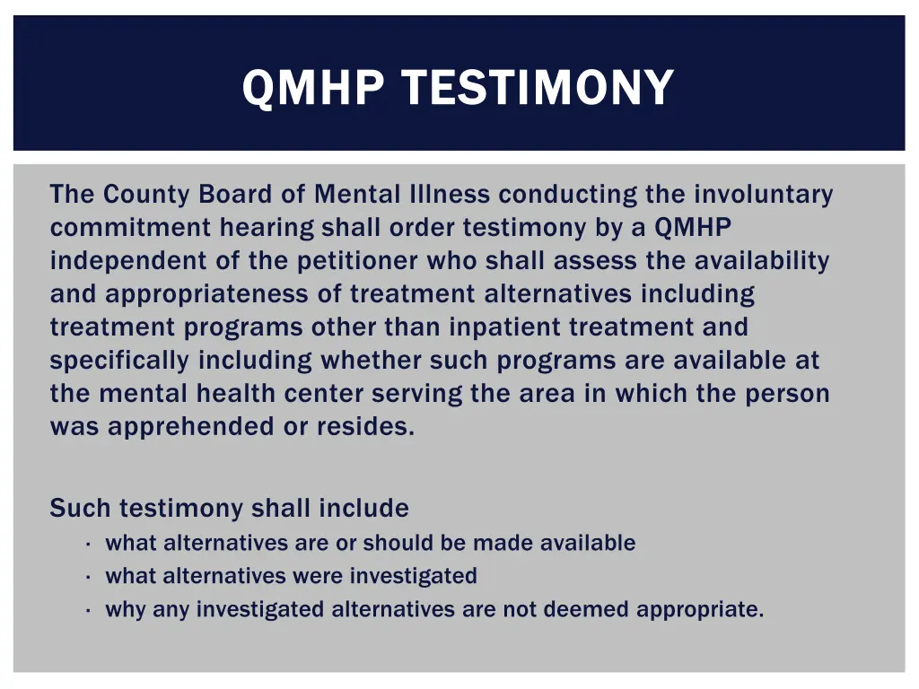 qmhp testimony qmhp testimony