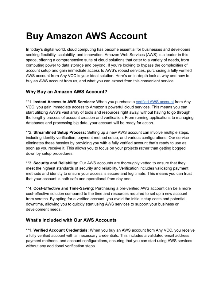 buy amazon aws account