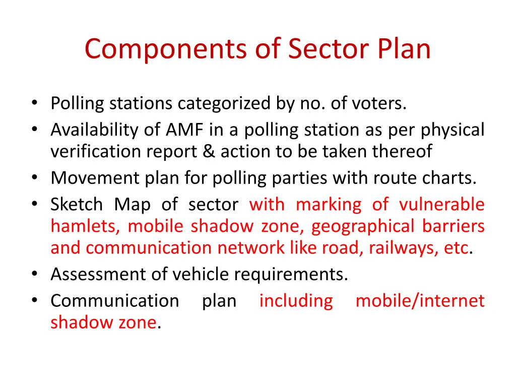 components of sector plan