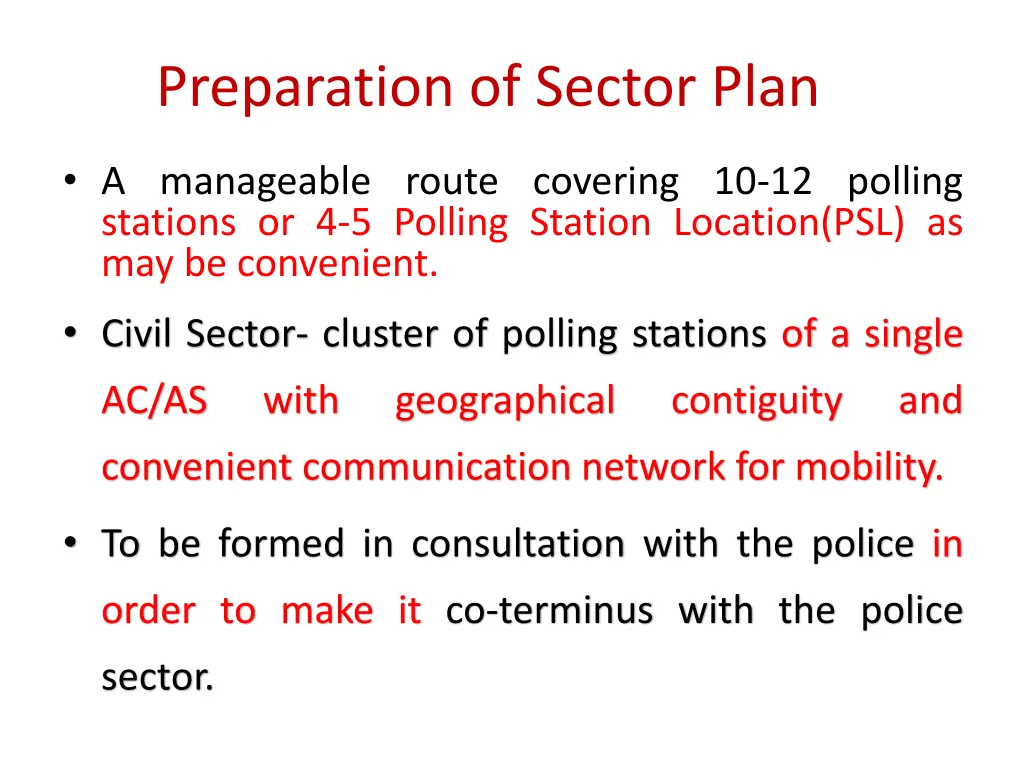 preparation of sector plan