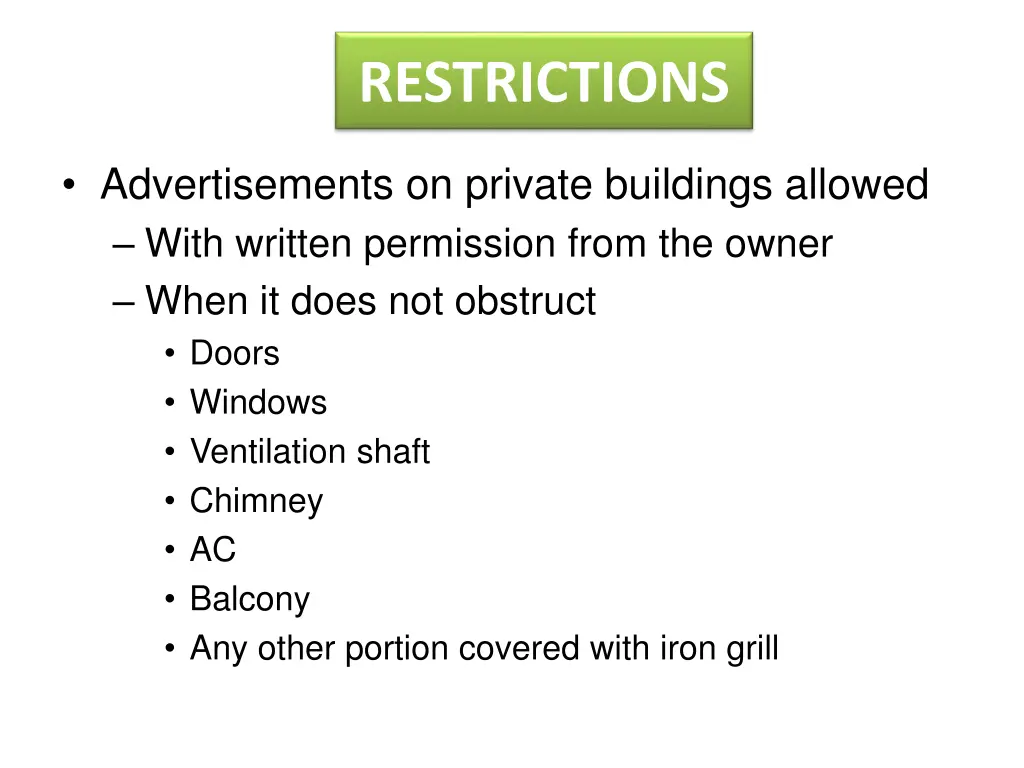 restrictions 1