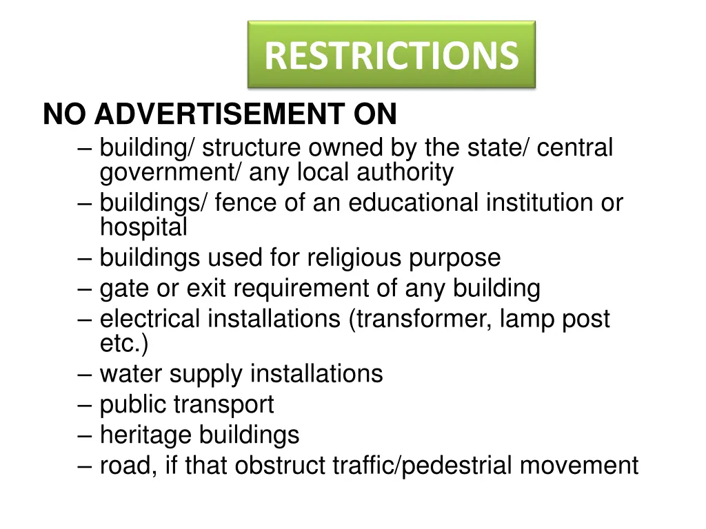 restrictions