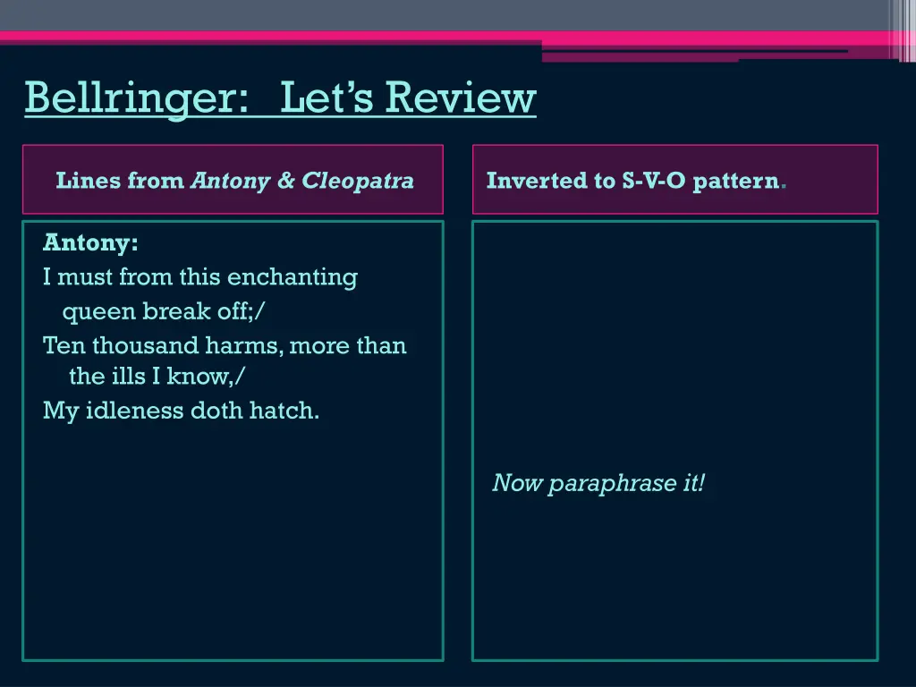 bellringer let s review