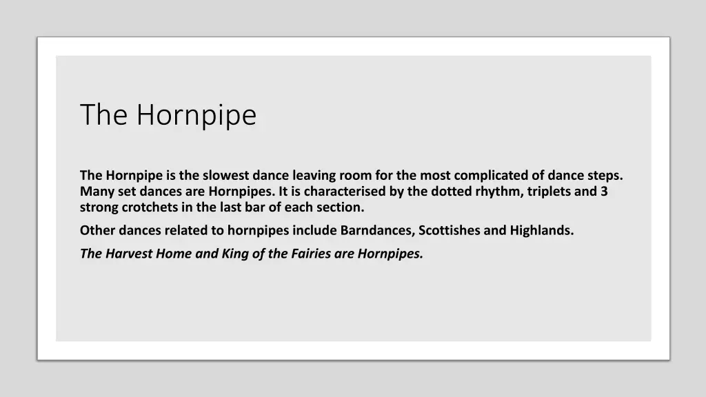 the hornpipe