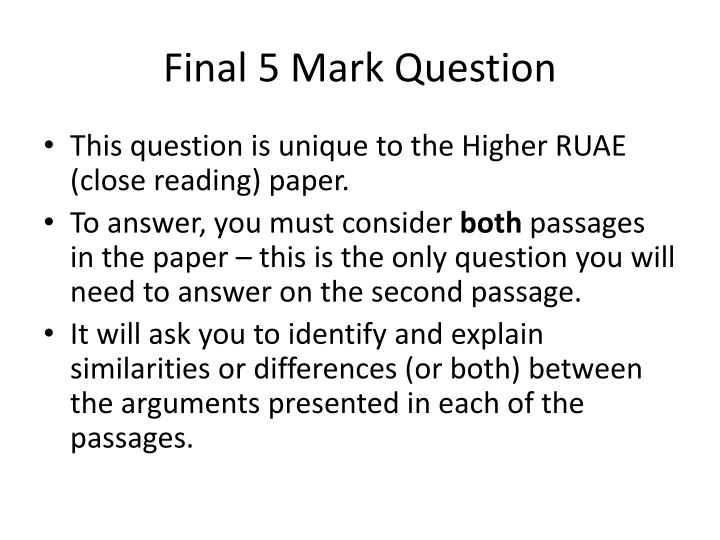 final 5 mark question