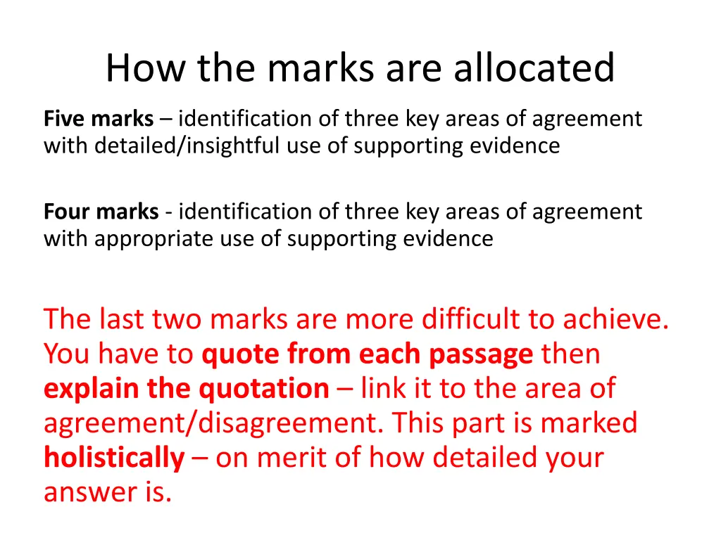 how the marks are allocated 1