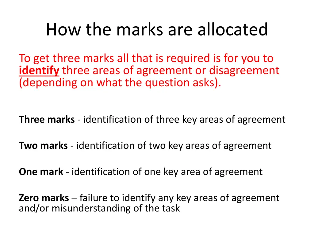 how the marks are allocated