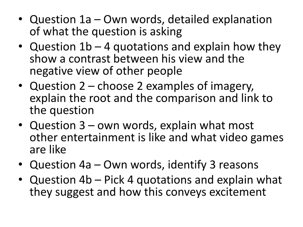 question 1a own words detailed explanation