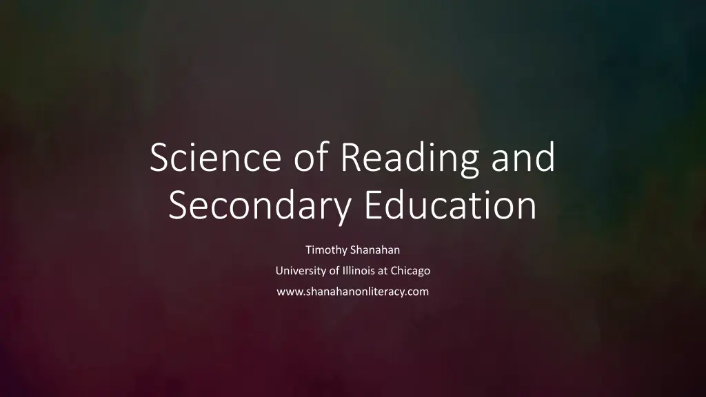 science of reading and secondary education 1