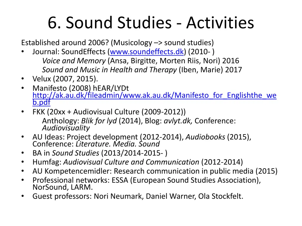 6 sound studies activities