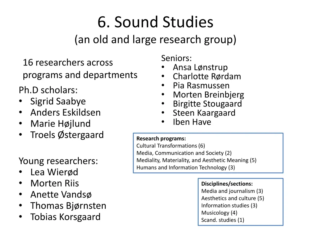 6 sound studies an old and large research group