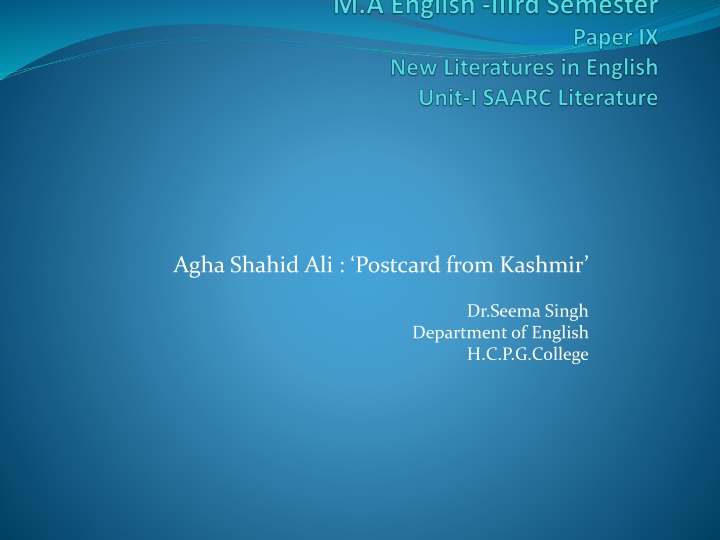 agha shahid ali postcard from kashmir