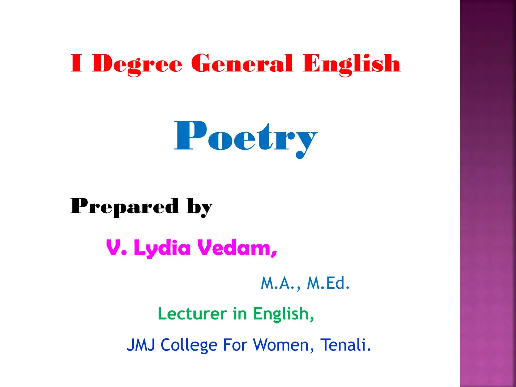 i degree general english poetry