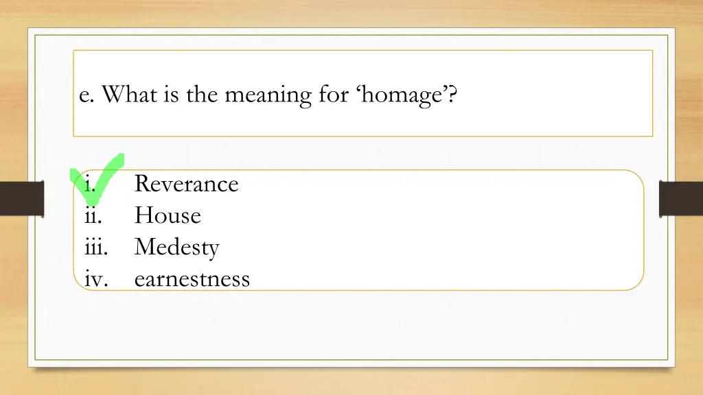 e what is the meaning for homage