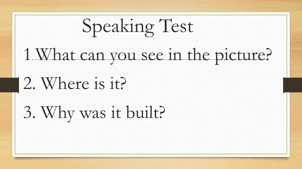 speaking test