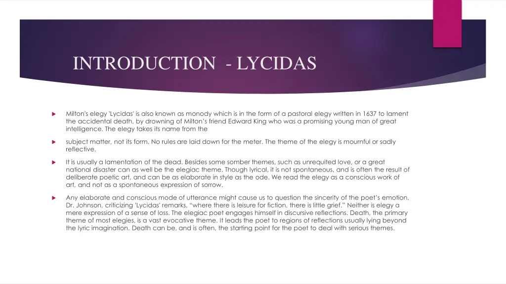 introduction lycidas