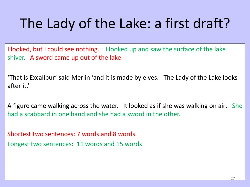 the lady of the lake a first draft 1