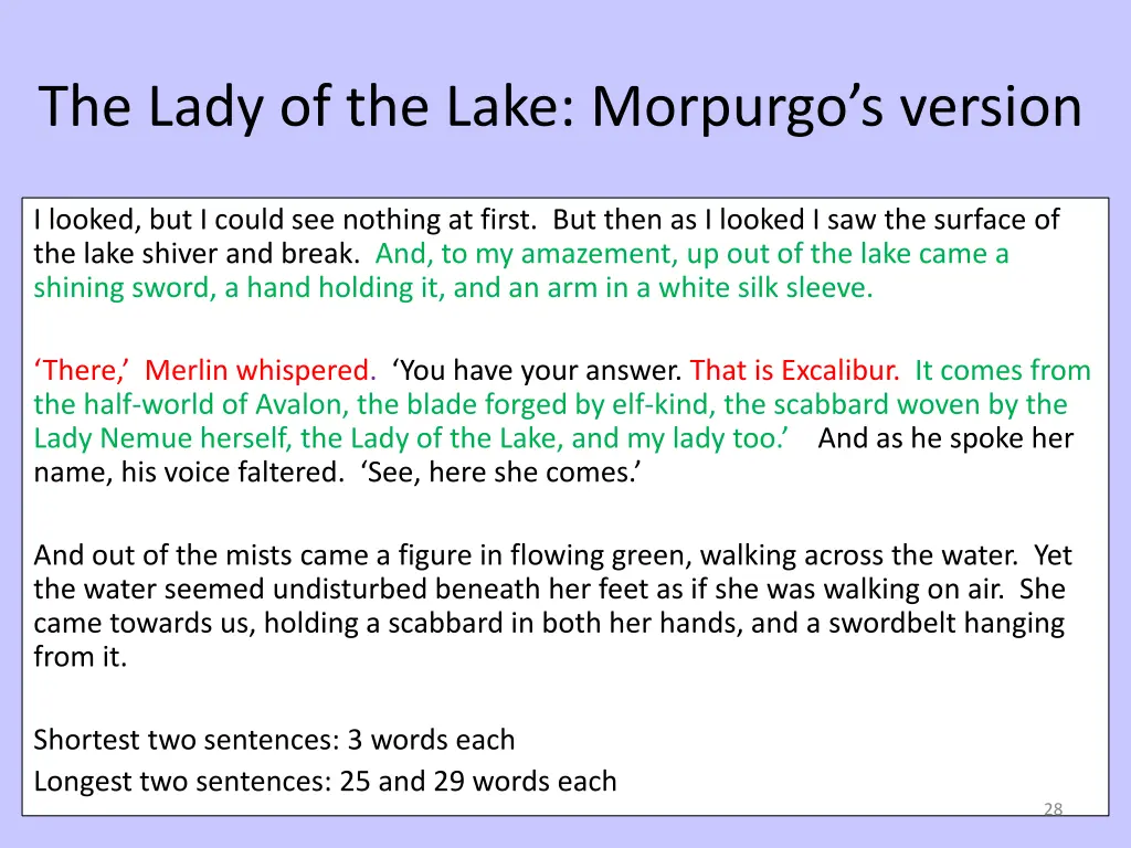 the lady of the lake morpurgo s version 1