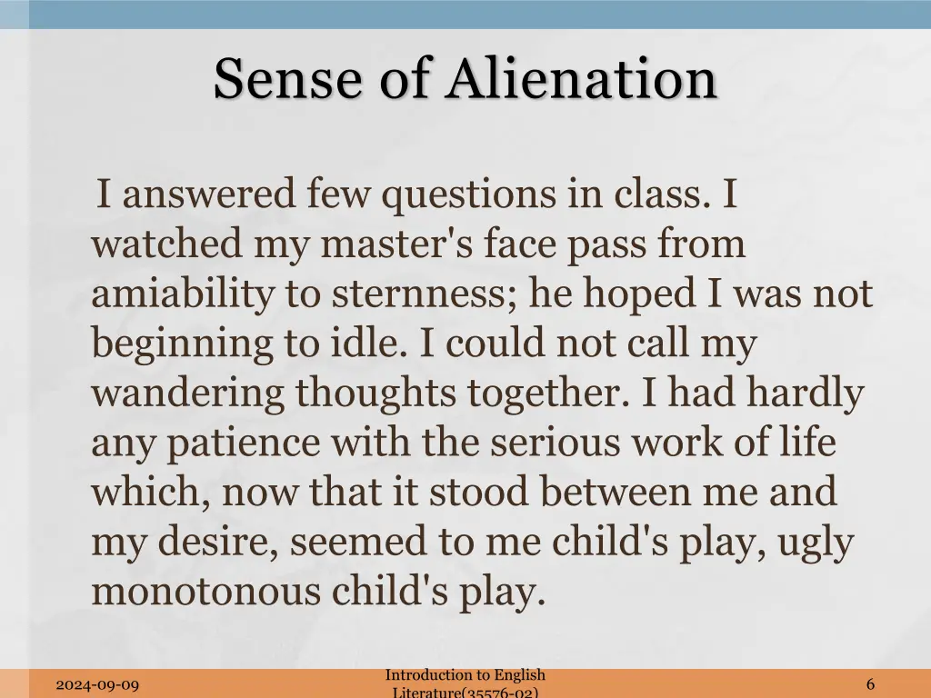 sense of alienation