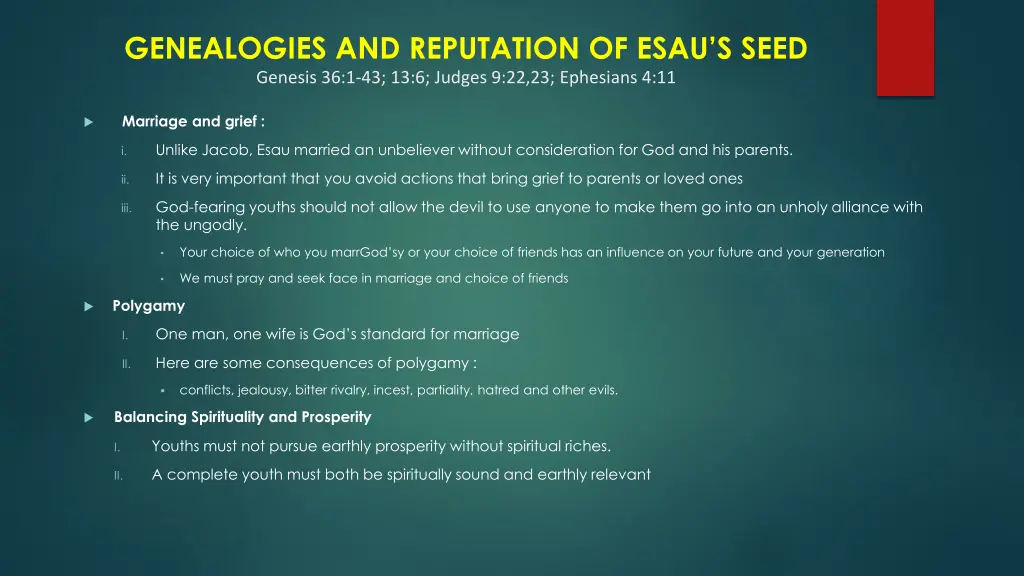 genealogies and reputation of esau s seed genesis