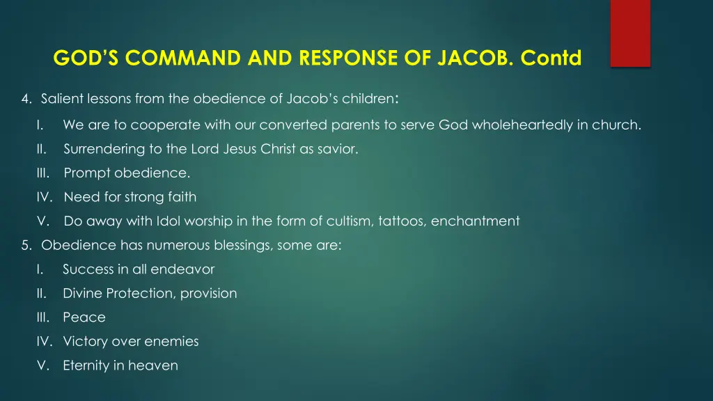 god s command and response of jacob contd