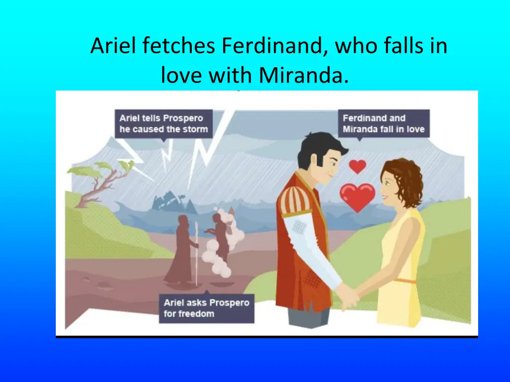 ariel fetches ferdinand who falls in love with