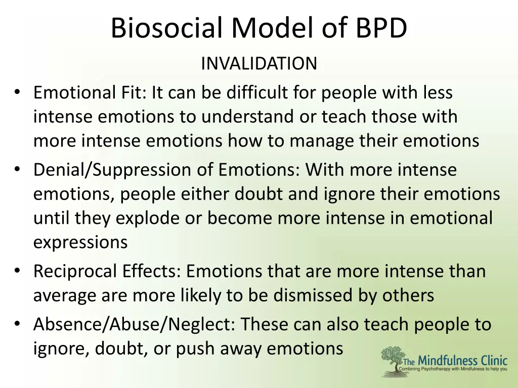 biosocial model of bpd invalidation emotional