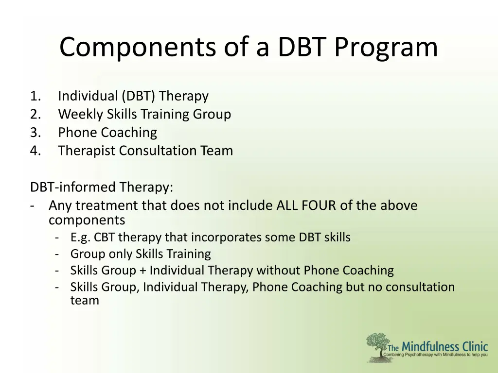 components of a dbt program