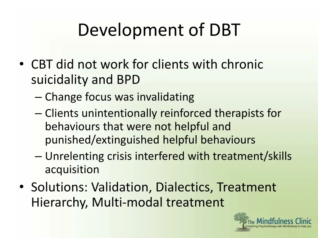 development of dbt