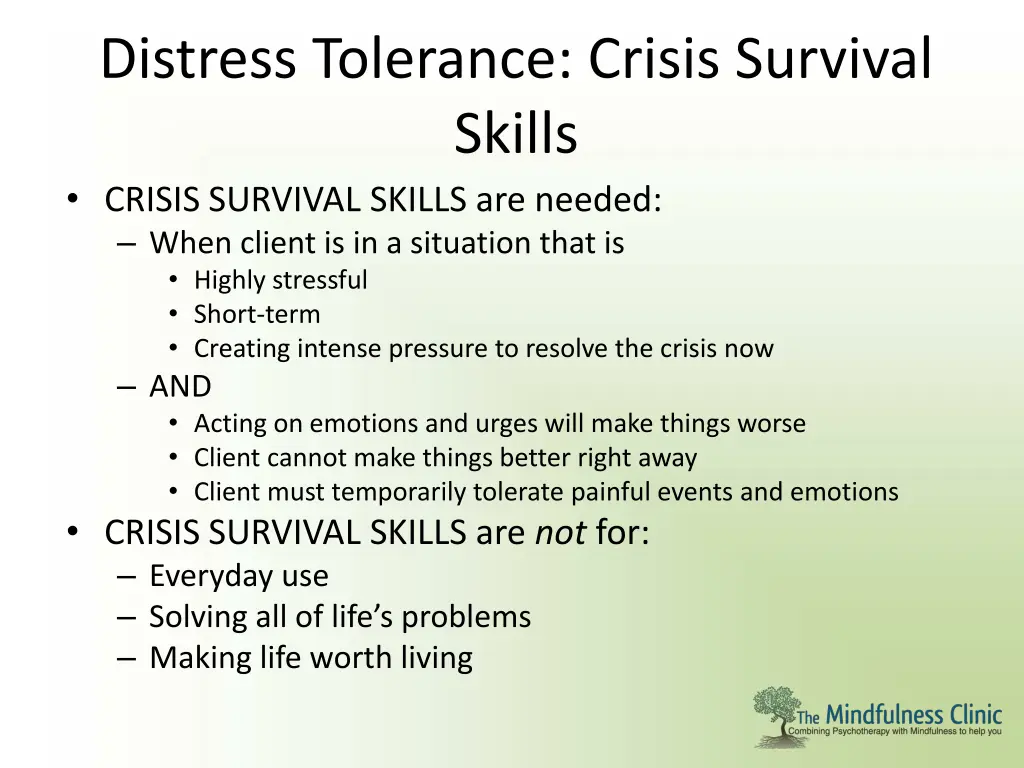 distress tolerance crisis survival skills crisis