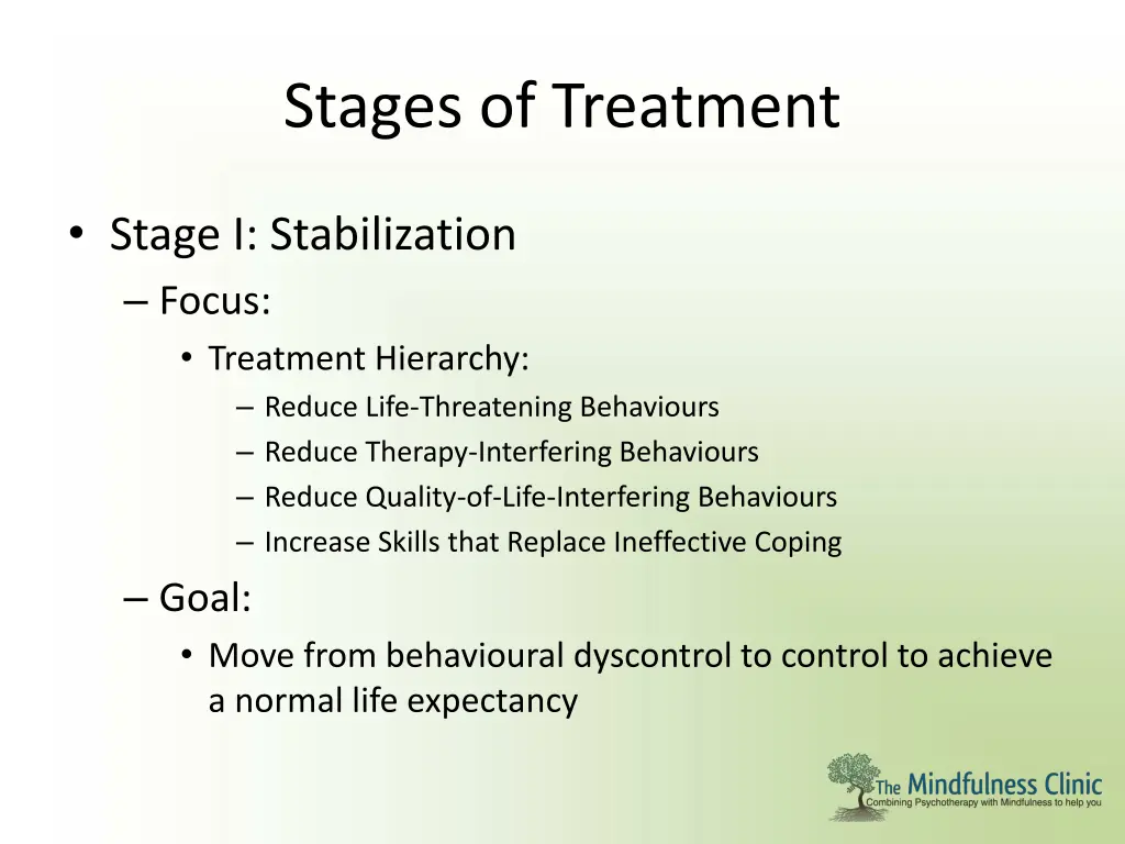 stages of treatment