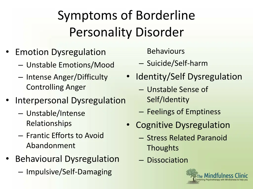 symptoms of borderline personality disorder