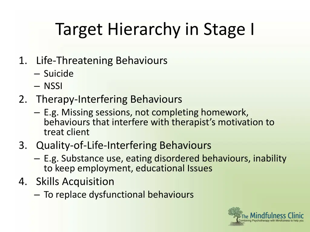 target hierarchy in stage i