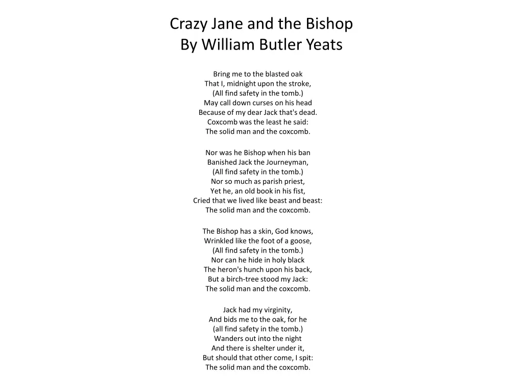 crazy jane and the bishop by william butler yeats