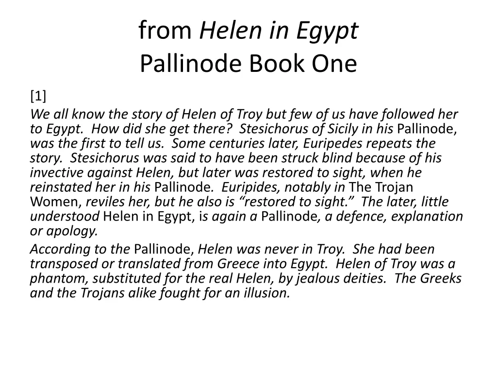 from helen in egypt pallinode book one 1