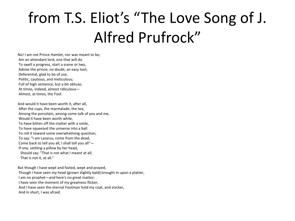 from t s eliot s the love song of j alfred