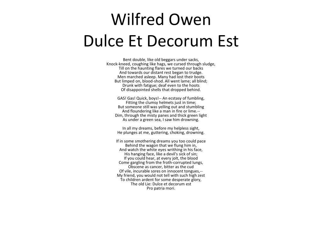 wilfred owen dulce et decorum est