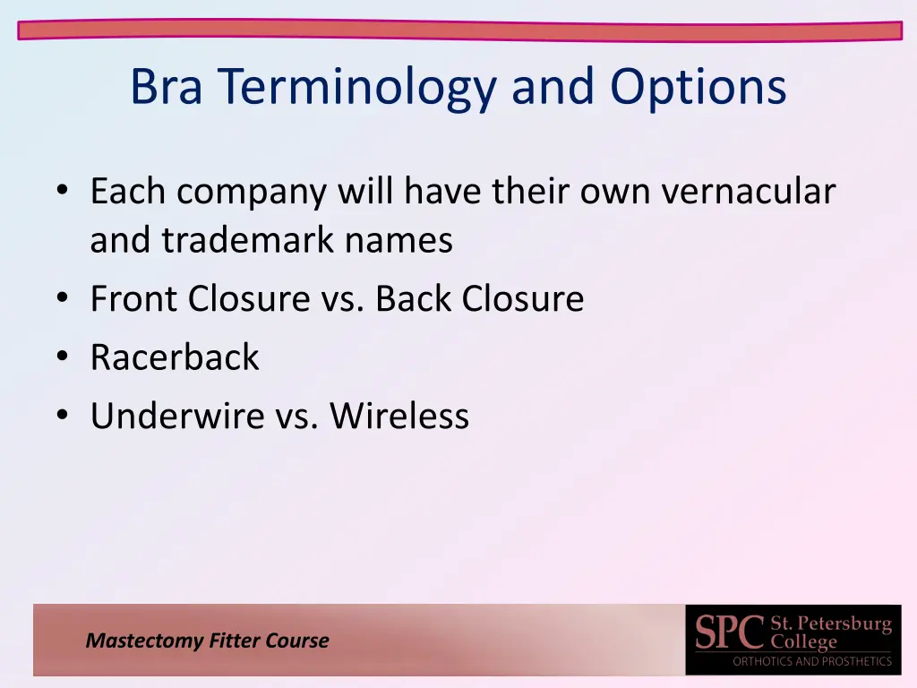 bra terminology and options