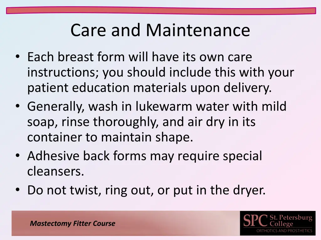 care and maintenance 1