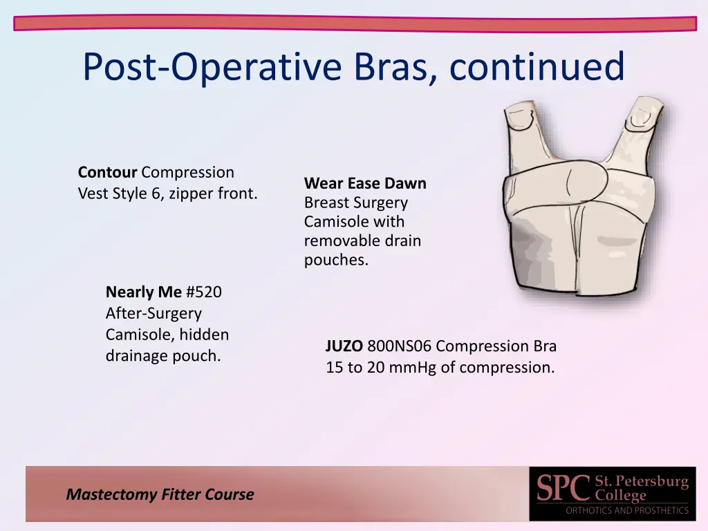 post operative bras continued