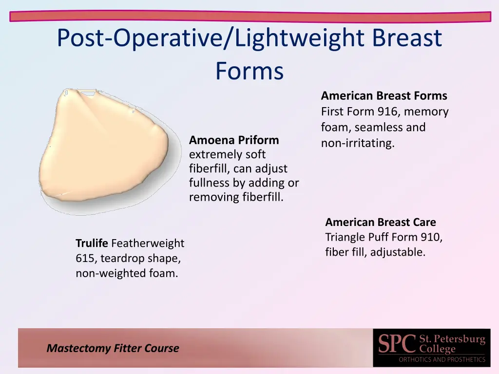 post operative lightweight breast forms