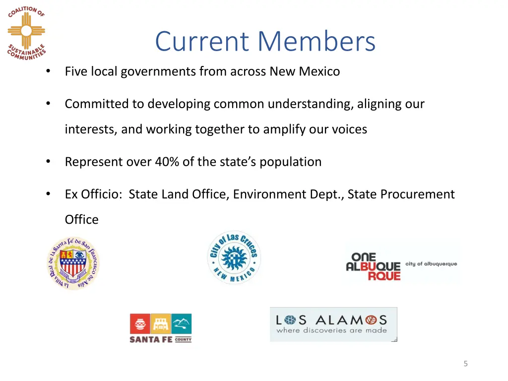 current members five local governments from