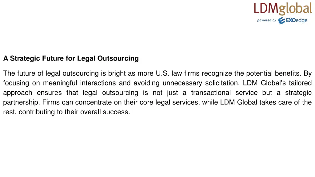 a strategic future for legal outsourcing