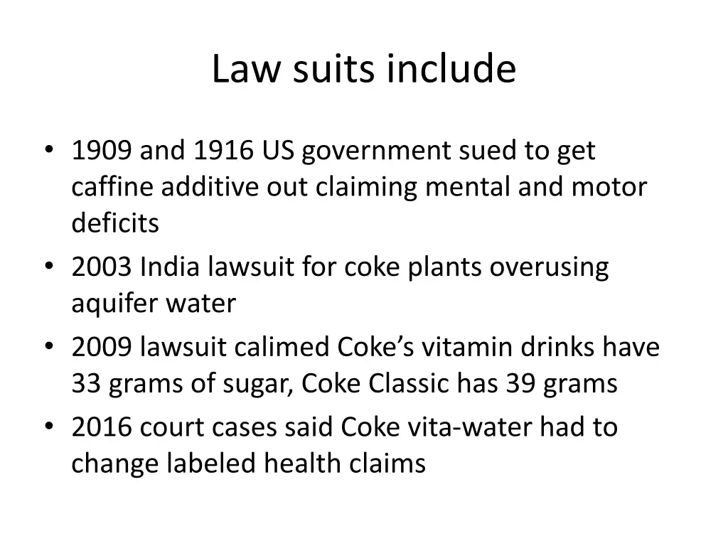 law suits include