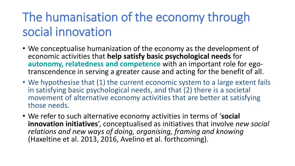 the the humanisation humanisation of the economy