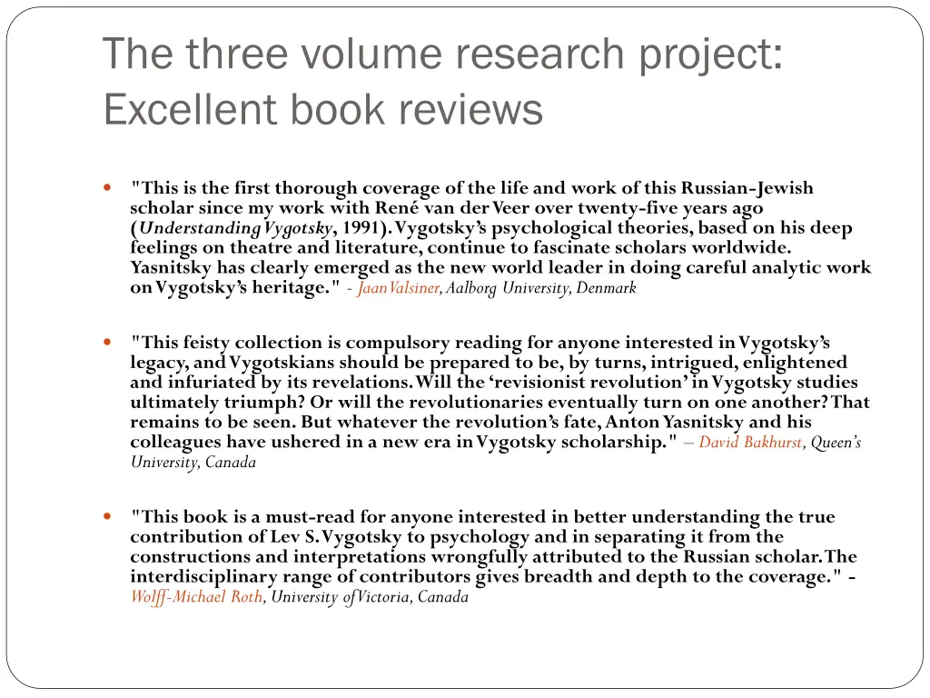 the three volume research project excellent book