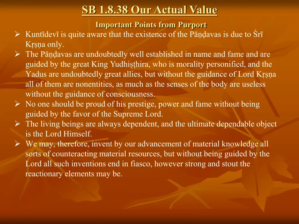 sb 1 8 38 our actual value important points from